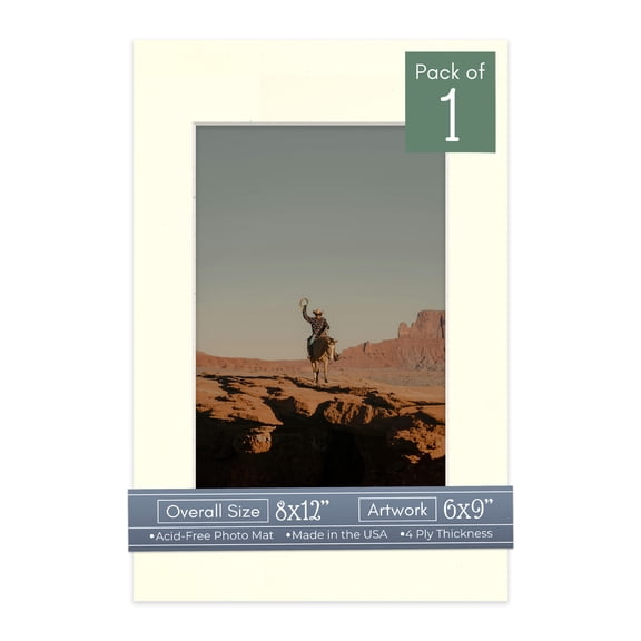 Cream Linen Picture Frame Mat for 8x12 Frames - Fits 6x9 Photos - 1 Mat
