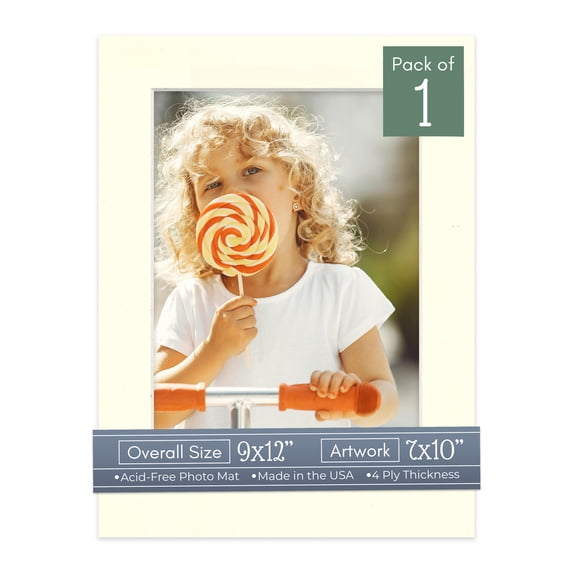 Cream Linen Picture Frame Mat for 9x12 Frames - Fits 7x10 Photos - 1 Mat