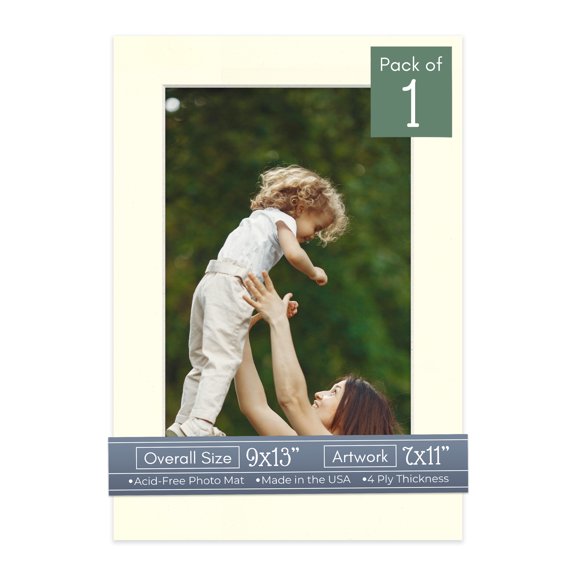 Cream Linen Picture Frame Mat for 9x13 Frames - Fits 7x11 Photos - 1 Mat