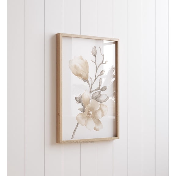 Cream Magnolia Neutral Botanical Floral Wall Art Poster Unframed Paper Print