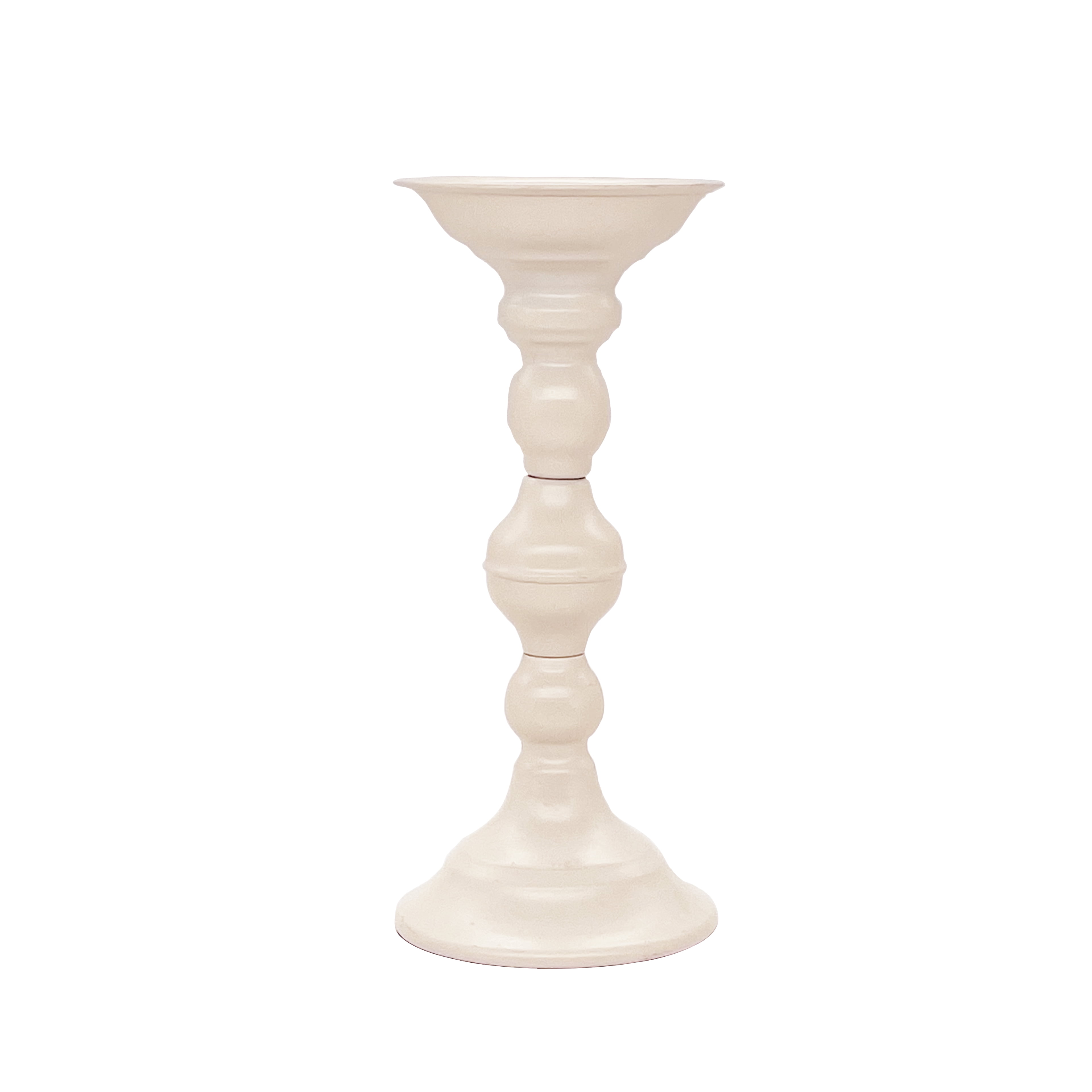 Cream Metal 9" Pillar Candle Holder