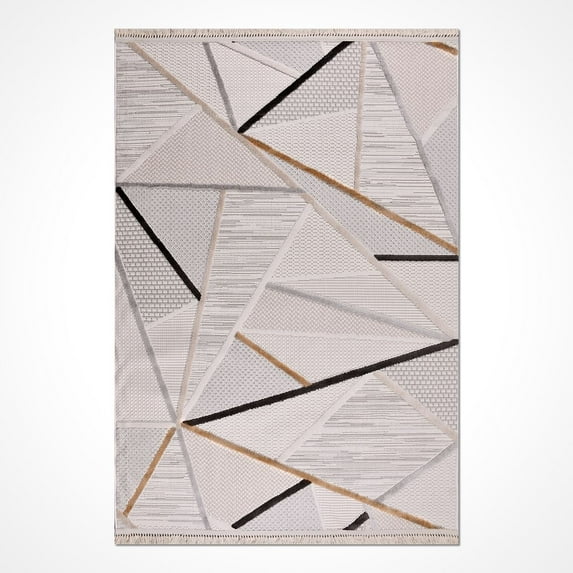 Cream Modern Polyester Area Rugs for Living Room Jacquard Textured Modern Rugs Soft Geometric Rug for Bedroom Mid Century Washable Rug Non-Slip Bohemian Perfect for Dining Room Office