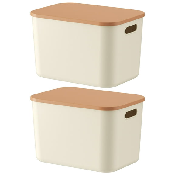 Cream Modular Storage Box With Sealed Lid, Stackable Space-Saving For Closet & Office Accessories