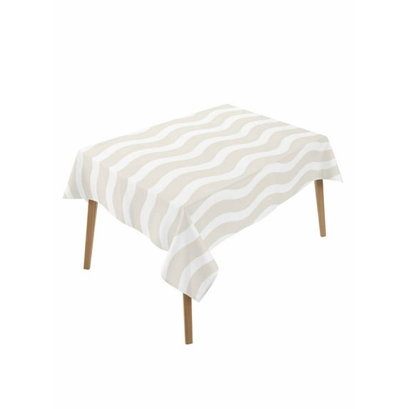 Cream Moire Table Cloth, Water Ripple Stripe Farmhouse Waterproof Tablecloth for Rectangle Tables, Reusable Washable Fabric Table Cover for Restaurant Kitchen Dining Tables 52"x70"