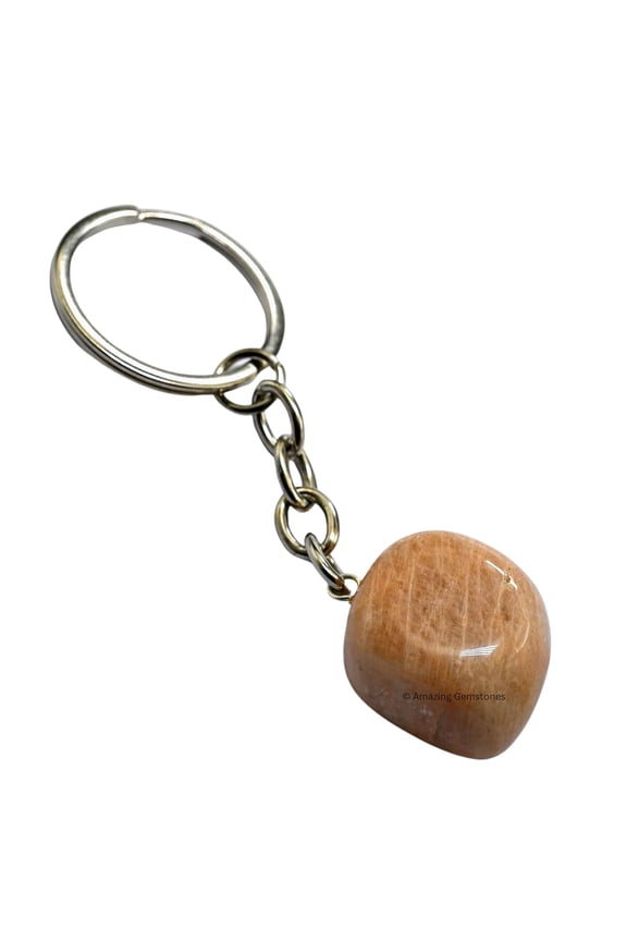 Cream Moonstone Crystal Car Key Holder, Tumbled Crystal Keychain