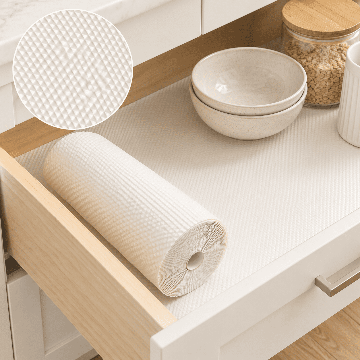 Cream Drawers Cream Non-Adhesive Eva Drawer and Shelf Liner, 17.5