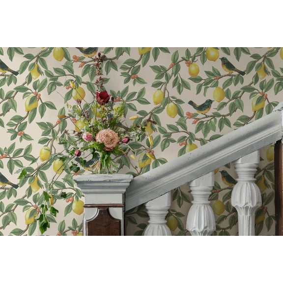 Cream Orange Golden Lemon Trail Wallpaper Print Non Woven Non-Pasted Textured Wallpaper 57 Sq. Ft.