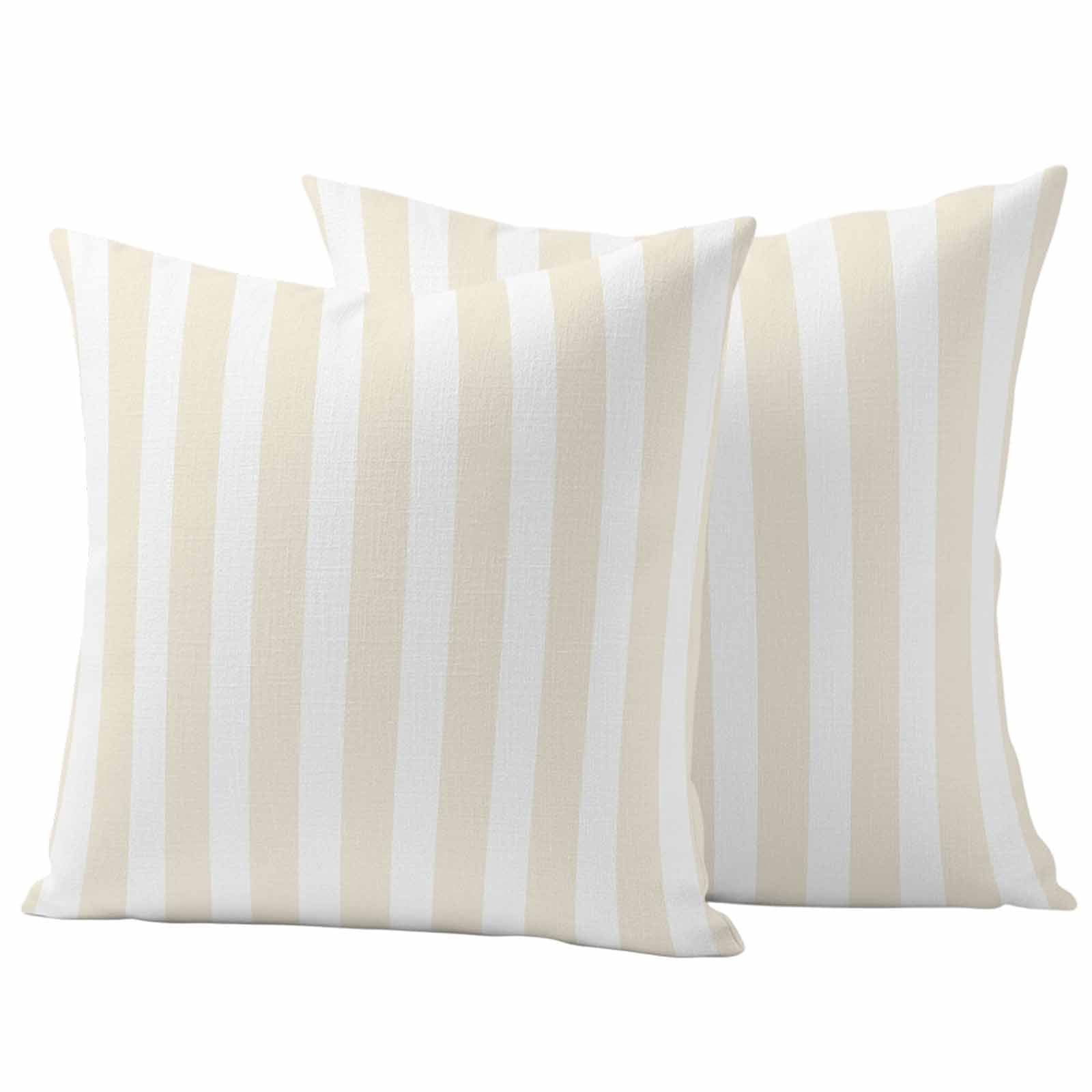Cream and Outdoor Pillow Covers 18"x18" Set of 2, White Striped Geometric Waterproof Throw Pillow Covers for Patio Furniture, Decorative Cushion Covers for Porch