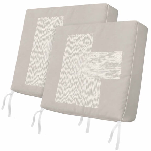 Cream Overlay Blocks 2 Pcs Patio Cushion Covers, Abstract Minimalist Beige Line Art Waterproof Outdoor Cushion Cover, Replacement Washable Sofa Chair Seat Cover with Zipper 20"x18"x4"
