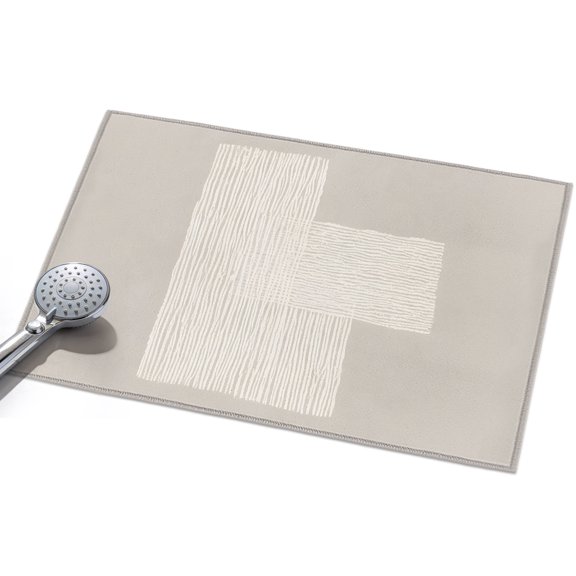 Cream Overlay Blocks Area Rug, Abstract Minimalist Beige Line Art Non-Slip Felt Rubber Backing Rectangle Indoor Carpet Washable Rugs for Living Room Bedroom 2x3ft