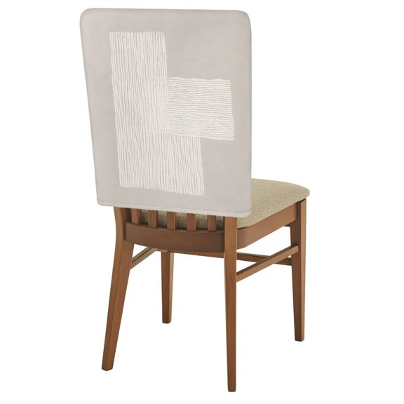 Cream Overlay Blocks Chair Back Covers Set of 1 Abstract Minimalist Beige Line Art Removable Dining Chair Slipcovers Washable Seat Protector for Restaurant Party Banquet Kichen Decor