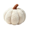 thumbnail image 1 of Cream PUMPKIN PLUSH Halloween Decorations, Soft Ribbed Stuffed Pumpkin Pillow with Brown Stem for Fall Home Decor, Thanksgiving Table Centerpiece, Shelf and Seasonal Gifts, 1 of 7