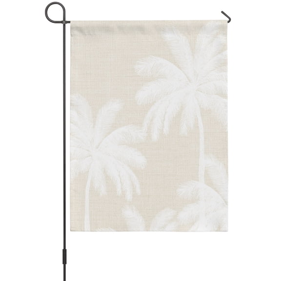 Cream Palm Trees Garden Flags For Outdoor, Summer Beach Tropical Farmhouse Small Double Side Yard Flags Weather Proof Garden Decor for Lawn Outside Holiday 12 x 18 Inches
