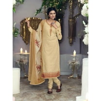 Cream Patola Traditional Faux Georgette Embroidered Salwar Kameez,A,Cultural Wear for Women