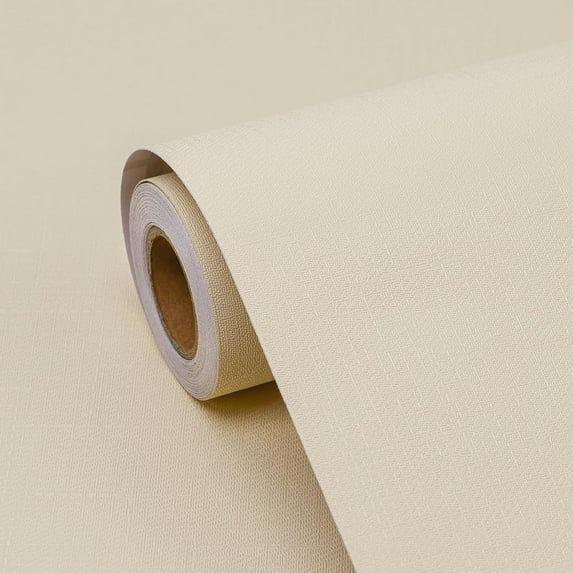 Cream Peel and Stick Wallpaper Solid Color Textured Contact Paper Pure Beige Self Adhesive Wallpaper Matte Removable Wall Paper Decorative Walls Decal Vinyl Roll A Set of15.7×1200"