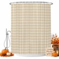 thumbnail image 1 of Cream Plaid Shower Curtain, Waterproof Shower Curtains for Bathroom, Gingham Checked Minimalist Modern Washable Fabric Bathtub Curtain Set Bath Decor with 12 Hooks 48"x72", 1 of 8