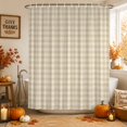 thumbnail image 1 of Cream Plaid Shower Curtains for Bathroom, Gingham Checked Minimalist Modern Waterproof Fabric Shower Curtain, Decorative Bathroom Curtain for Bathtub, 72"x72", No Hooks Included, 1 of 9