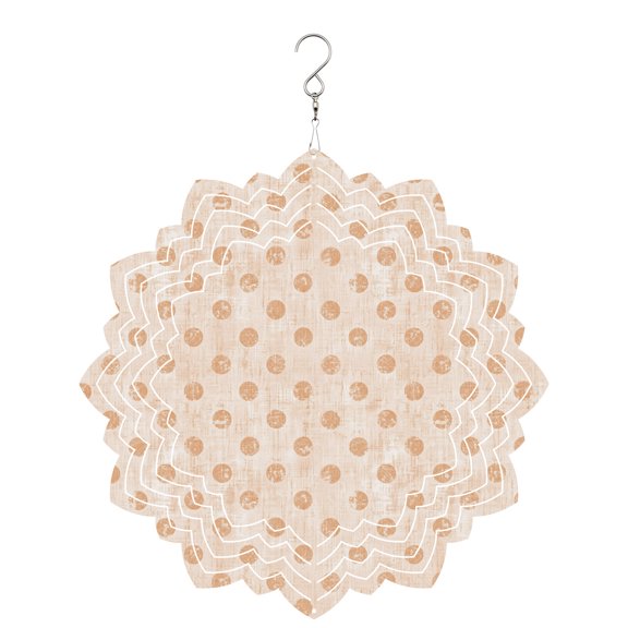 Cream Polka Dots Spots Wind Spinner for Garden Yard 8In, Abstract Modern Minimalist Fade Texture 3D Stainless Steel Kinetic Hanging Wind Spinners Rustproof Outdoor Decor for Lawn Patio Home