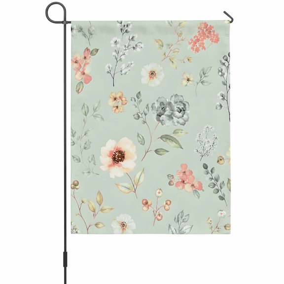 Cream Poppies Garden Flag 12 x 18 Inches, Modern Boho Chic Floating Petals Green Floral Botanical Weather Proof Outdoor Patio Flags Double Sided Small Garden Decoration for Yard Outside Home