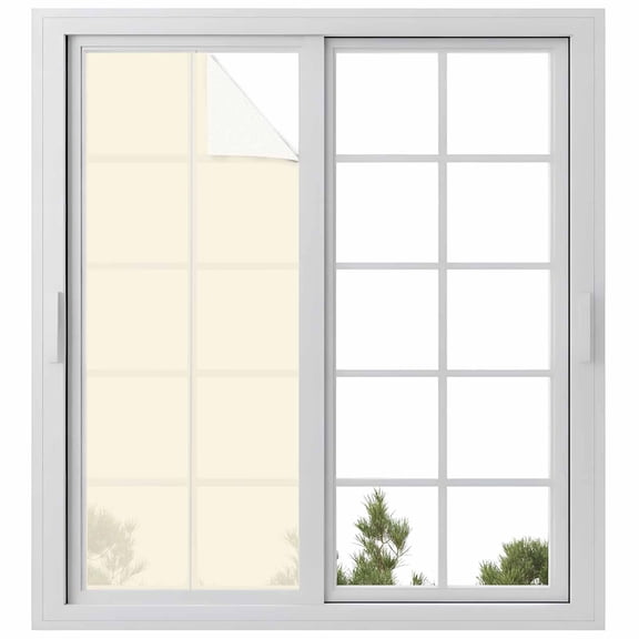 Cream Privacy Window Film, Decorative Frosted Glass Window Film, Modern Pure Beige Reusable Peel and Stick Static Cling for Home Bathroom Office Glass Door 23.6"x59"
