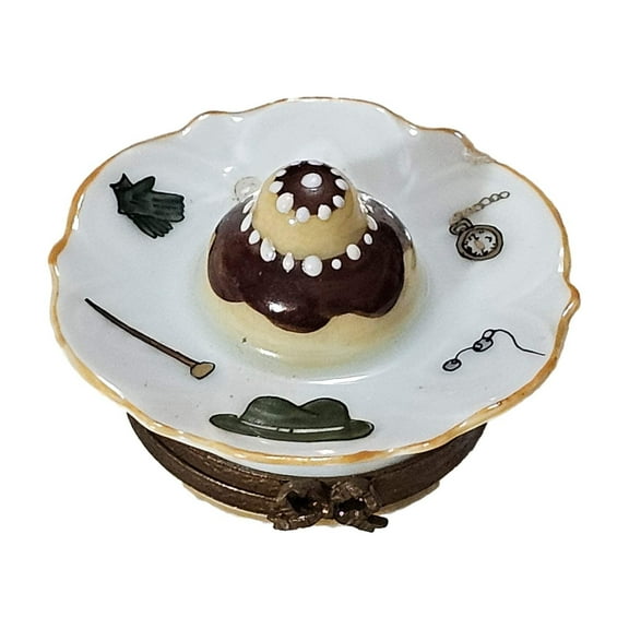 Cream Puff Eclair Dessert on Plate - Overstock Sale Item Limoges Box Porcelain Figurine