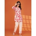 thumbnail image 1 of Cream & Red Abstract Print Cotton Flex Co-ord Set, 1 of 5
