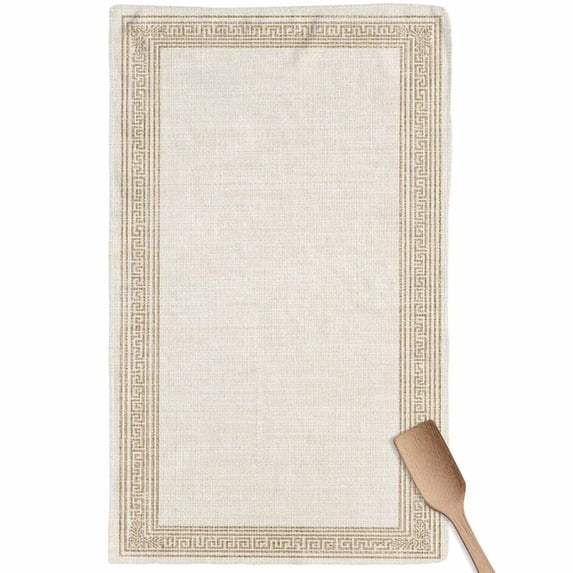 Cream Retro Greek Key Kitchen Towel Dish Cloths Set of 1, Microfiber Soft Kitchen Hand Towels, Geometric Greece Ancient Farmhouse Rustic Absorbent Quick Drying Dishcloths 18 x 28 Inches