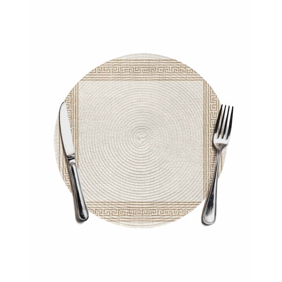 Cream Retro Greek Key Round Placemats for Dinning Tables,Heat-proof ...