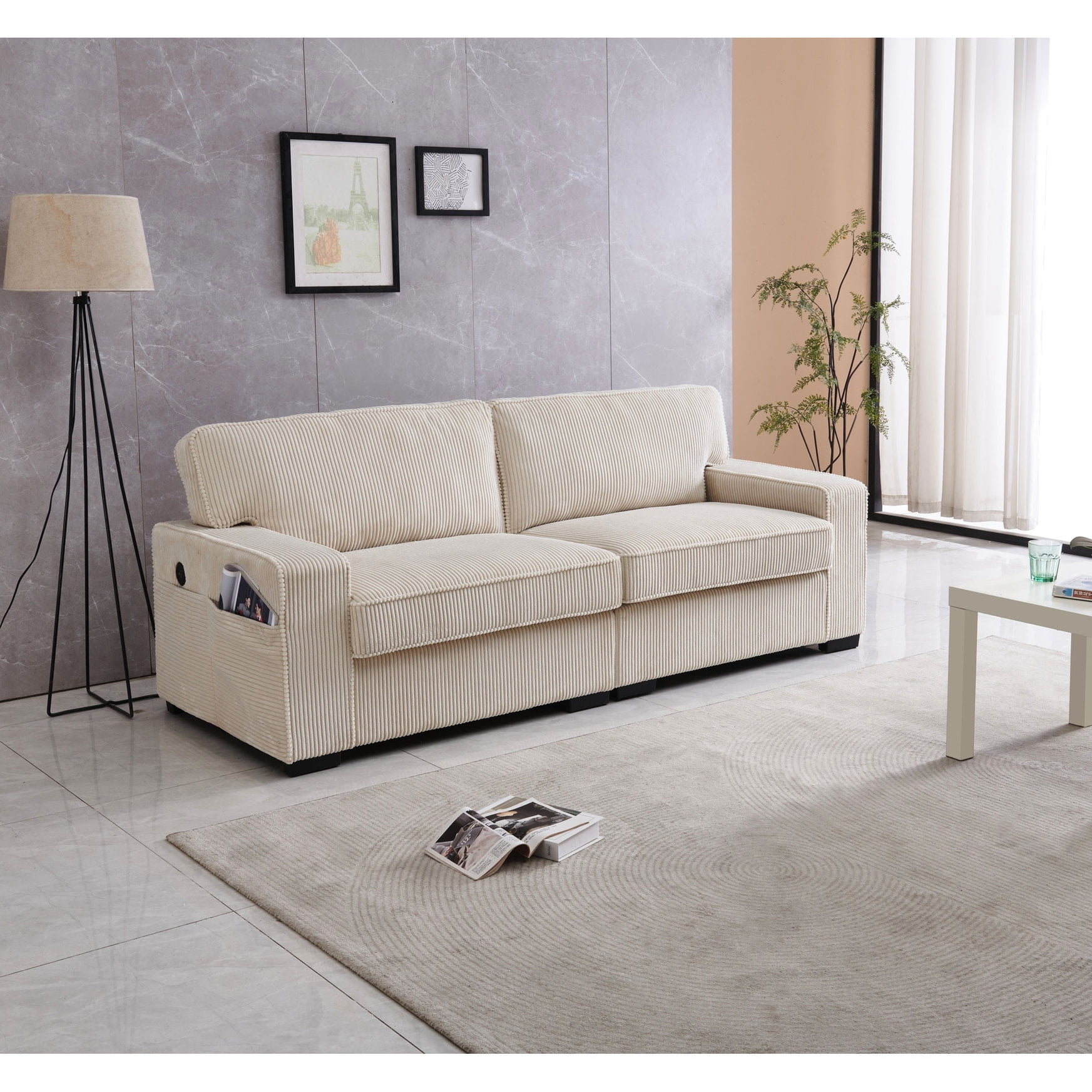Cream - Robust Frame and Coil Springs - Living Room Decor - Supportive ...