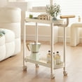 thumbnail image 1 of Cream Rolling Side Table with Wheels - Mobile End Table, Nightstand, or Kitchen Cart with 2-Tier Storage Shelf for Living Room, Bedroom, or Small Spaces, 1 of 5