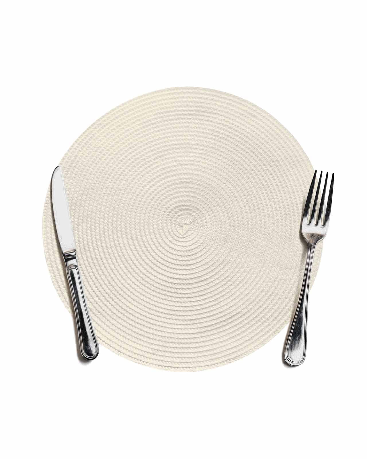 Cream Round Placemats for Dinning Tables, Heat-proof Braided Table Mats ...