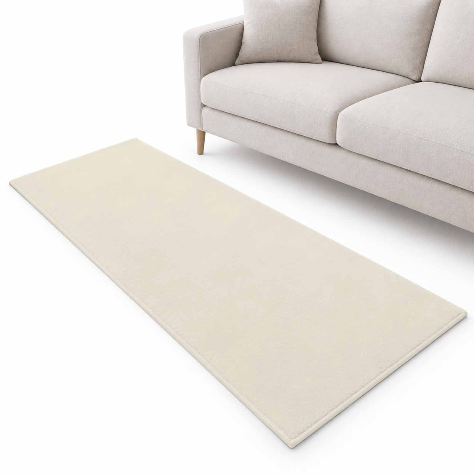 Cream Runner Rug 2'x6', Solid Color Soft Mat Non-Slip Silicone Backing ...