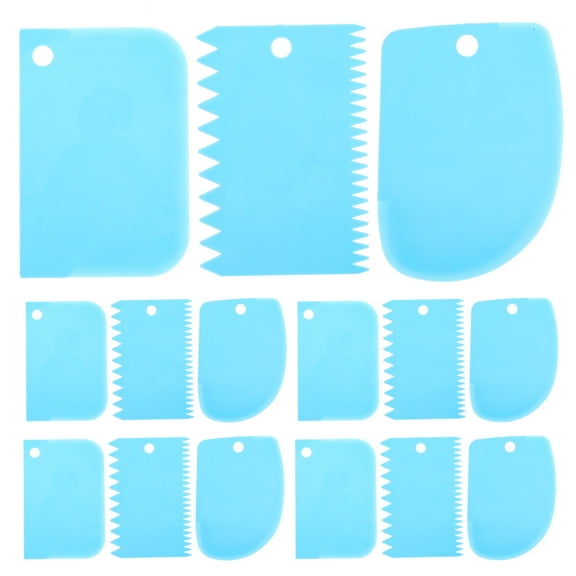Cream Scraper Dough Tools Portable Cake Smoother Plastic Scrapers Serrated 15 Pcs