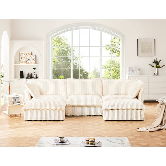 Cream Sectional - Free Sofa Conversions - TV Show Time - Comfortable Seating Surface