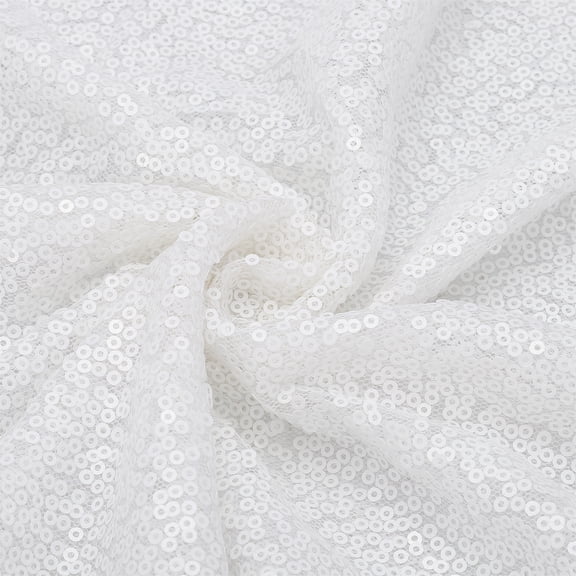 Cream Sequin Fabric, by The Yard, 1 Yard Length 4.3ft Wide Sequin Velvet Fabric Shiny Sparkly Cloth for DIY Sewing, Dress, Backdrop, Tablecloth, Table Runner