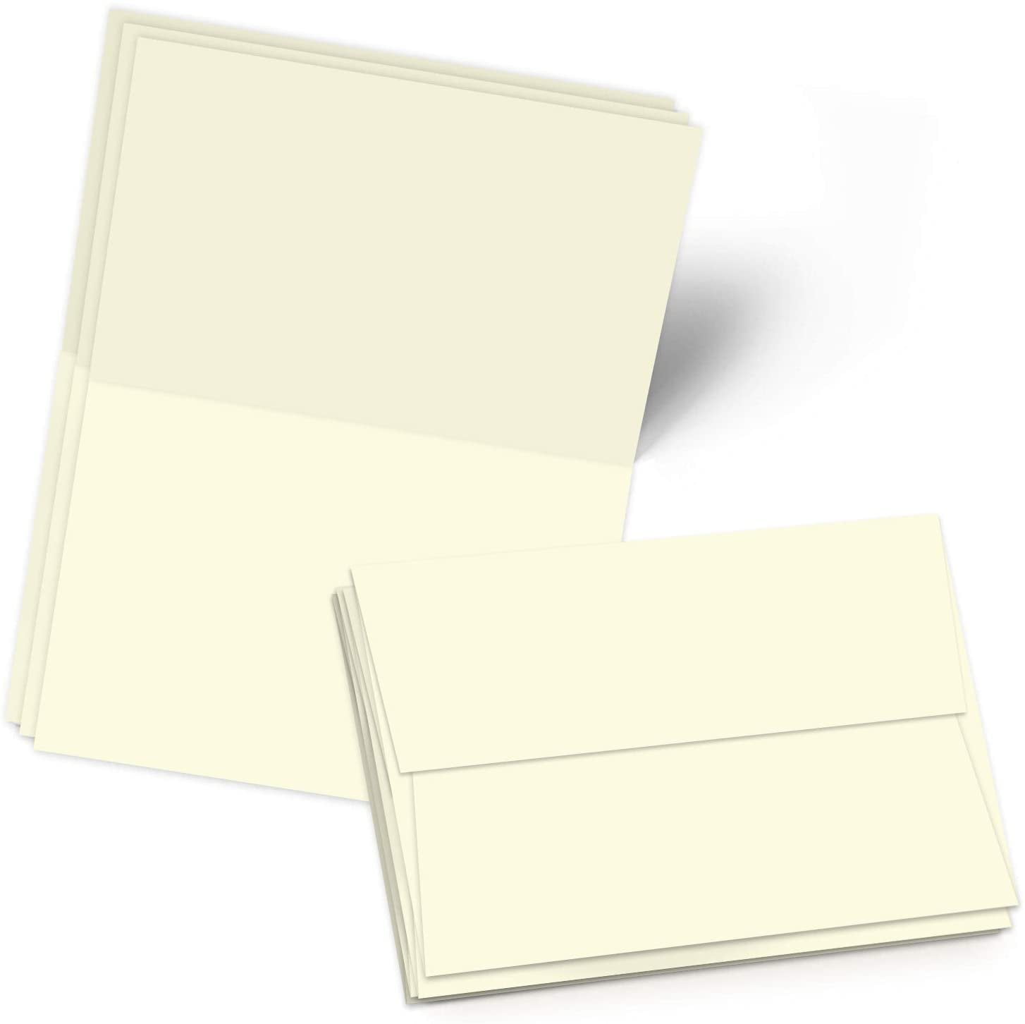 Cream Set - A2 (4 1/4 X 5 1/2) Foldover Greeting Cards & Envelopes / 50 Per Pack