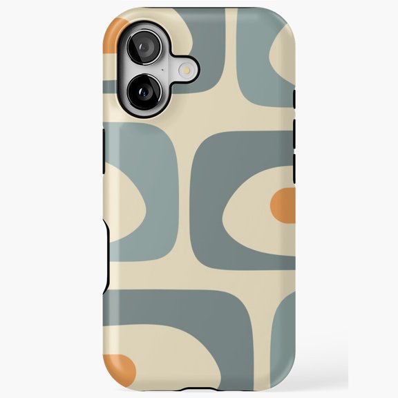 Cream Slate Blue Orange Rust Minimalist Abstract Pattern Phone Case with iPhone 17 to 11 Pro Max