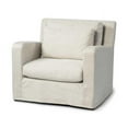 thumbnail image 1 of Cream Slipcover Upholstered Fabric Seating Wide Accent Chair with Wooden Frame & Legs, 1 of 1