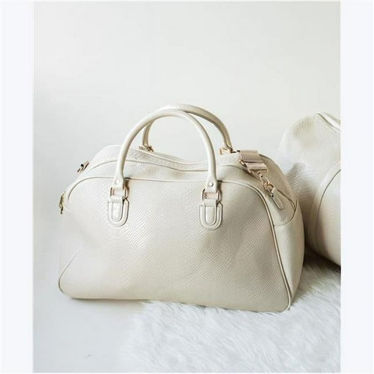 Cream Snakeskin Weekender Bag