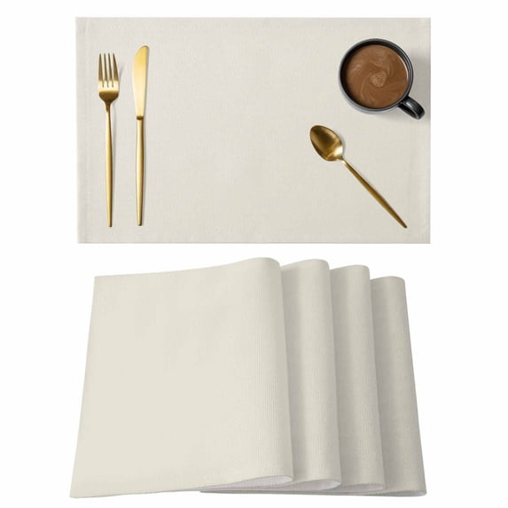 Cream Solid Color Placemats Set of 8, Aesthetics Contemporary Luxury Placemats for Dining Table, Place Mats for Kitchen Tabletop, Waterproof Wipeable Dining Table Mats Set