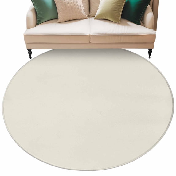 Cream Solid Color Round Area Rugs Collection 6', Aesthetics Contemporary Luxury Non Slip Indoor Circular Throw Runner Rug Floor Mat Carpet for Living Room Dining Table Bedroom Nursery