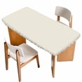 thumbnail image 1 of Cream Solid Color Table Cloths for 5 Foot Rectangle Tables, Aesthetics Contemporary Luxury Patio Waterproof Elastic Fitted Tablecloths, Washable Rectangular Table Cover for Camping, 1 of 8