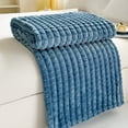 thumbnail image 1 of Cream Solid Fleece Throw Blanket 40x28 Inches Soft Warm Fluffy Decorative Striped Blanket for Couch, 1 of 6