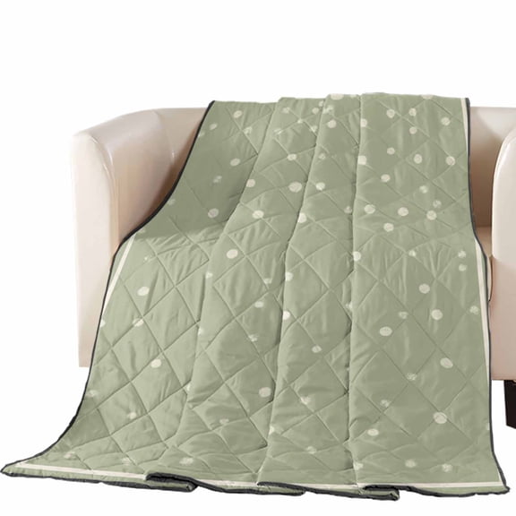 Cream Speckle Quilted Comforters Cooling Blanket Oversized King Size, Luxe Beige Frame Foil Polka Dot Sage Green Cold Comfort for Hot Sleepers Lightweight Air Conditioning Quilt Blanket for Bed