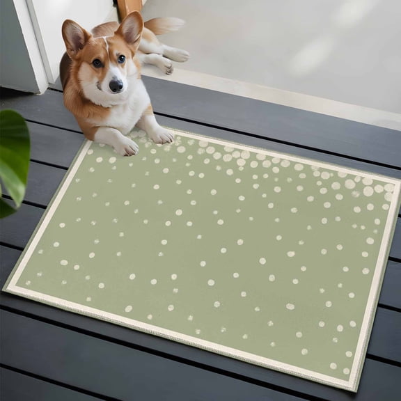 Cream Speckle Small Area Rugs 2x3 Luxe Beige Frame Foil Polka Dot Sage Green Entryway Rugs Washable Door Mat, Low-Profile Area Rugs Non Slip Floor Carpet for Living Room Bedroom Home Office