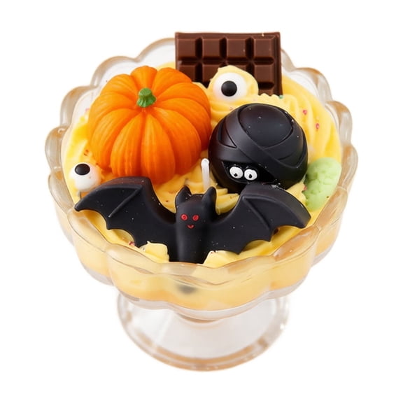 Cream Sprinkles Dessert Look Halloween Scented Candle, Multi-Style Gothic Spooky Topper Glass Cup Soy Wax Candle for Farmhouse Indoor Holiday Atmosphere Ornament