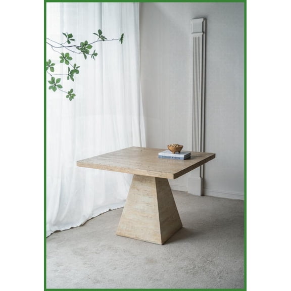 Cream Square Coffee Table - 100% Magnesium Durable with Slender Pedestal for All Spaces