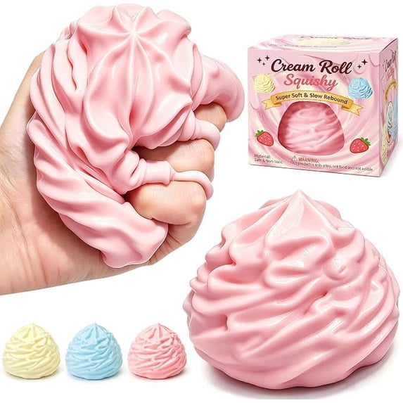 Cream Squishy Stress Ball, Reshapable Scented Novelty Cake Squeeze Toy, Realistic Sensory Fidget for Kids & Adults, Party Favors & Holiday Gifts