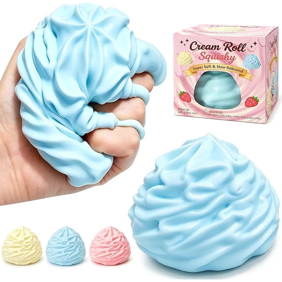 Cream Squishy Stress Ball, Reshapable Scented Novelty Cake Squeeze Toy, Realistic Sensory Fidget for Kids & Adults, Party Favors & Holiday Gifts