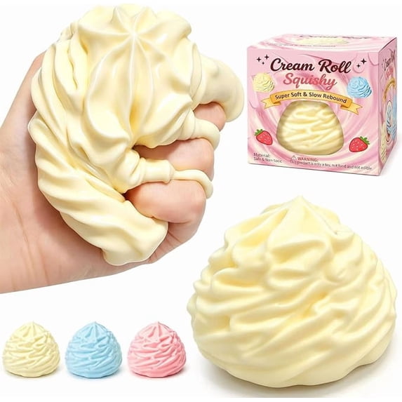 Cream Squishy Stress Ball, Reshapable Scented Novelty Cake Squeeze Toy, Realistic Sensory Fidget for Kids & Adults, Party Favors & Holiday Gifts